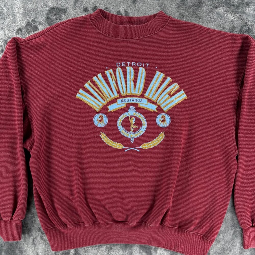 Genius Sweatshirt Men L/XL Detroit High School Mumford Mustangs Vintage 80's - Picture 16 of 16